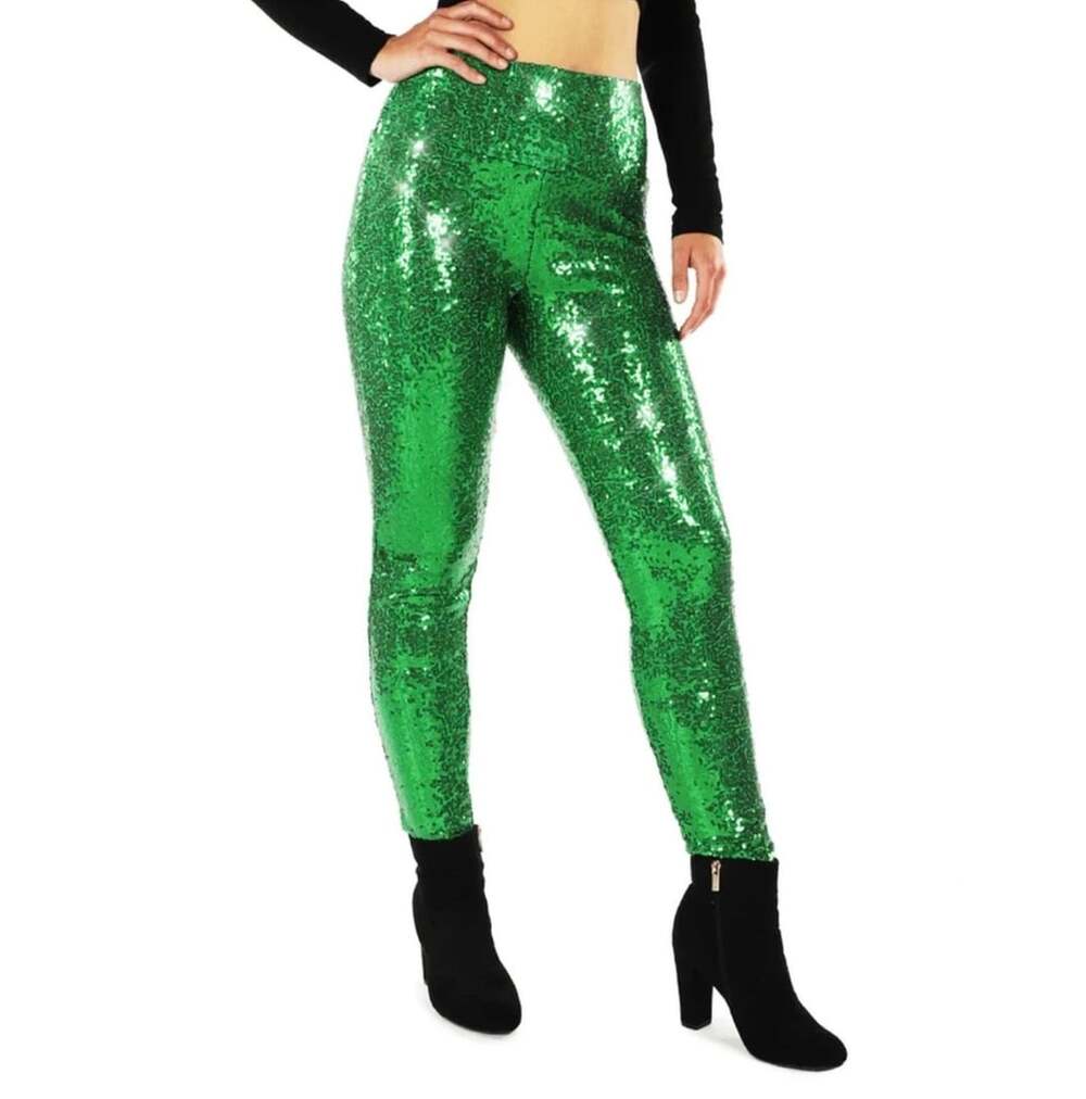 Tipsy Elves Green Sequin High-Waisted Leggings L NWT ships out FAST
